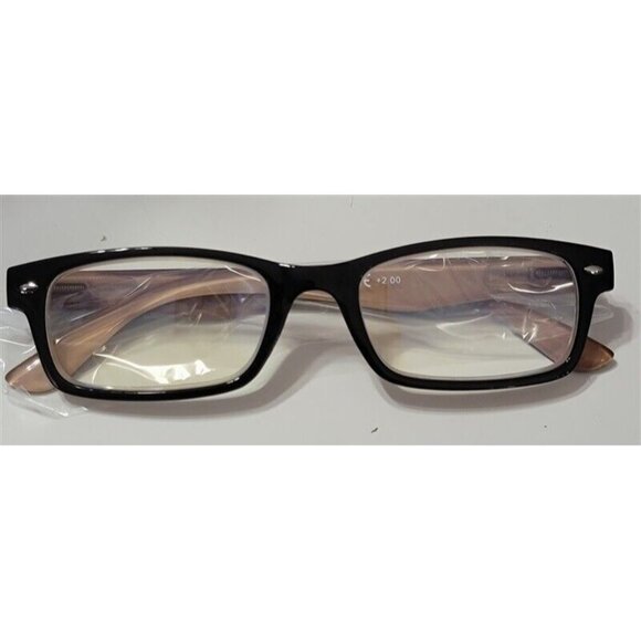 NWT Cess Blue Black Beige Rectangle Reading Glasses 2.0 115213 - Picture 4 of 7